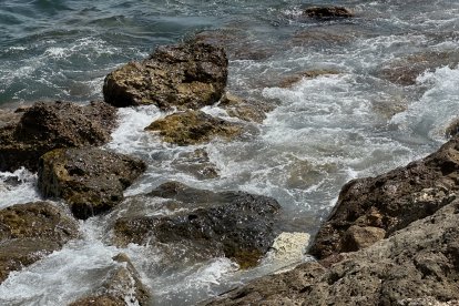 Restes de substància viscosa banca al litoral de l'Ametlla de Mar.