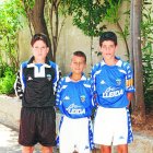 Joel Mur, Josep Maria Robles y Sergio Busquets, en la UE Lleida.