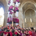 Aquest 4 de 8 dels Castellers de Lleida va ser una de les torres més aplaudides pels assistents.