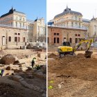 Las obras en el terreno donde la Generalitat construye la nueva estación de autobuses.