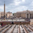 Imatge dels preparatius a la plaça de Sant Pere. - EUROPA PRESS