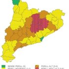 Mapa de perill meteorològic per a aquest dissabte a la tarda.