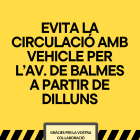 La Paeria recomana recorreguts alternatius per evitar les obres a Balmes a partir d’aquest dilluns