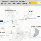 Punt de l'A-2 on es construirà la passarel·la per a vianants