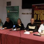 Representants de la Unió de Pagesos en roda de premsa a l'Agrobiotech Innovation Forum de Lleida.