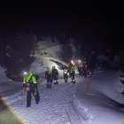 Els treballs de rescat per l'allau a la Val d'Aran aquest diumenge.