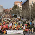 Imatge de la manifestació per la vaga de docents dimecres passat a Lleida.