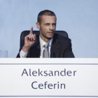 El nou president de la UEFA, Aleksander Ceferin, ahir durant el congrés d’aquest organisme.