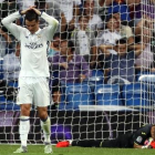 Cristiano Ronaldo, en un gest de desesperació, durant el partit d’ahir contra el Vila-real.