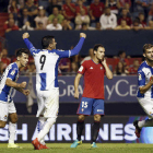 Els jugadors de l’Espanyol celebren el gol de Baptistao.
