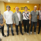 Terricabras, tercer per l’esquerra, ahir a Lleida al costat de dirigents d’ERC.