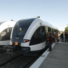 Usuaris del tren de la Pobla a Balaguer.