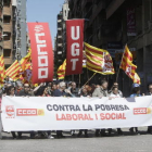 Protesta de l’1 de maig a Lleida pel Dia del Treballador.