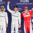 Nico Rosberg, Lewis Hamilton i Kimi Raikkonen van ser els tres primers ahir a la classificació.