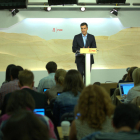 Pedro Sánchez ahir a la roda de premsa posterior a la reunió de la comissió executiva del PSOE.