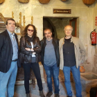 Els escriptors Emili Bayo, Empar Fernández, David Marín i Jordi de Manuel, ahir a Torrebesses.