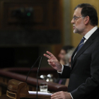 Mariano Rajoy a la tribuna del Congrés durant el seu discurs a la primera sessió d’investidura.