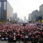 Moment de la protesta als carrers de Seül.