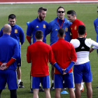 La selecció espanyola ahir durant l’entrenament.