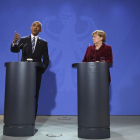 La canciller alemana, Angela Merkel, y el presidente de los Estados Unidos, Barack Obama.