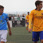 Marc Resa, a l’esquerra, jugant amb el Lleida en un partit davant del Barça juvenil.