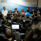La massiva roda de premsa de Puigdemont i sis membres del seu Govern.