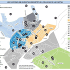 Les sis zones en què estan repartits els col·legis a Lleida ciutat
