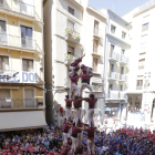 Els Castellers de Lleida, en el moment de culminar el tercer castell, un 7 de 7.