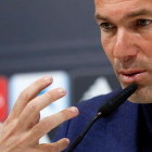 Zinedine Zidane, durant la roda de premsa d’ahir a la Ciutat Esportiva del Reial Madrid.