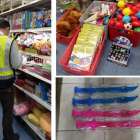 Un agente de la Urbana de Barcelona inspeccionando un establecimiento de venta de juguetes. 