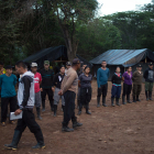 Guerrilleros de las FARC en uno de sus campamentos en la jungla.
