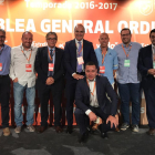 Asambleístas leridanos de la Federación Catalana con el presidente Subies y el vicepresidente Terés.
