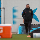 Ernesto Valverde, ahir durant l’entrenament del Barcelona, previ al partit d’avui davant del Celta.