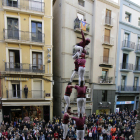 Los Castellers de Lleida, durante el ‘3 de 7’.
