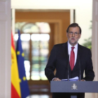 Mariano Rajoy en un moment de la seua compareixença després de l'últim Consell de Ministres de l'any.