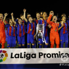 L’equip del planter del Barcelona que dijous passat va guanyar LaLiga Promises.