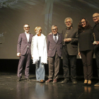 Francisco Vargas, Montse Parra, Àngel Ros, Michael Dudok de Wit, Carolina López e Ygor Kovalyov, ayer durante la inauguración. 