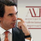 Aznar ayer durante su discurso en el almuerzo con el pleno de la Asociación Valenciana de Empresarios.