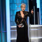 Meryl Streep durante su discurso en los Globos de Oro. 