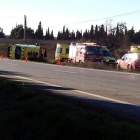 Imatge de l'accident d'una ambulancia a Les Borges