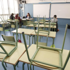 Una aula casi vacía en un centro de Secundaria en una huelga anterior.