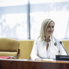 Cristina Cifuentes, presidenta de la Comunidad de Madrid, ayer antes de comparecer.