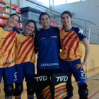 Les quatre jugadores del club que van jugar amb la Catalana.