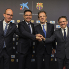 CaixaBank, Fundación Bancaria La Caixa y FC Barcelona sellaron ayer la renovación del patrocinio.