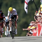 Chris Froome y el australiano Richie Porte a su llegada a meta en la quinta etapa del Tour de Francia.