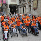 ‘Flashmob’ de Aremi el pasado mes de octubre en la plaza Paeria para reclamar más ayuda a los afectados de parálisis cerebral.