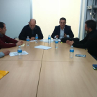 Marc Vicente, Francesc Ganyet, Joan Rosell, Román Mangas, Enric Balastegui y Toni Herreros, durante la reunión de ayer en la sede de la Catalana.