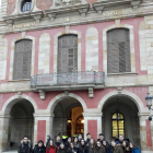 Alumnes de l’institut d’Almenar, ahir, al Parlament de Catalunya.