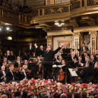 Riccardo Muti, ahir, en un moment de tradicional concert de Cap d’Any a Viena.