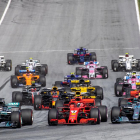 Un grupo de pilotos ayer en un instante de la carrera disputada en Austria.